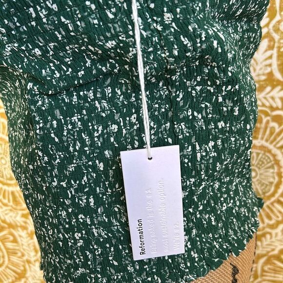 NWT Reformation Pinto Floral Long Sleeve Square Neck Top in Parsley size 2X - Picture 7 of 11